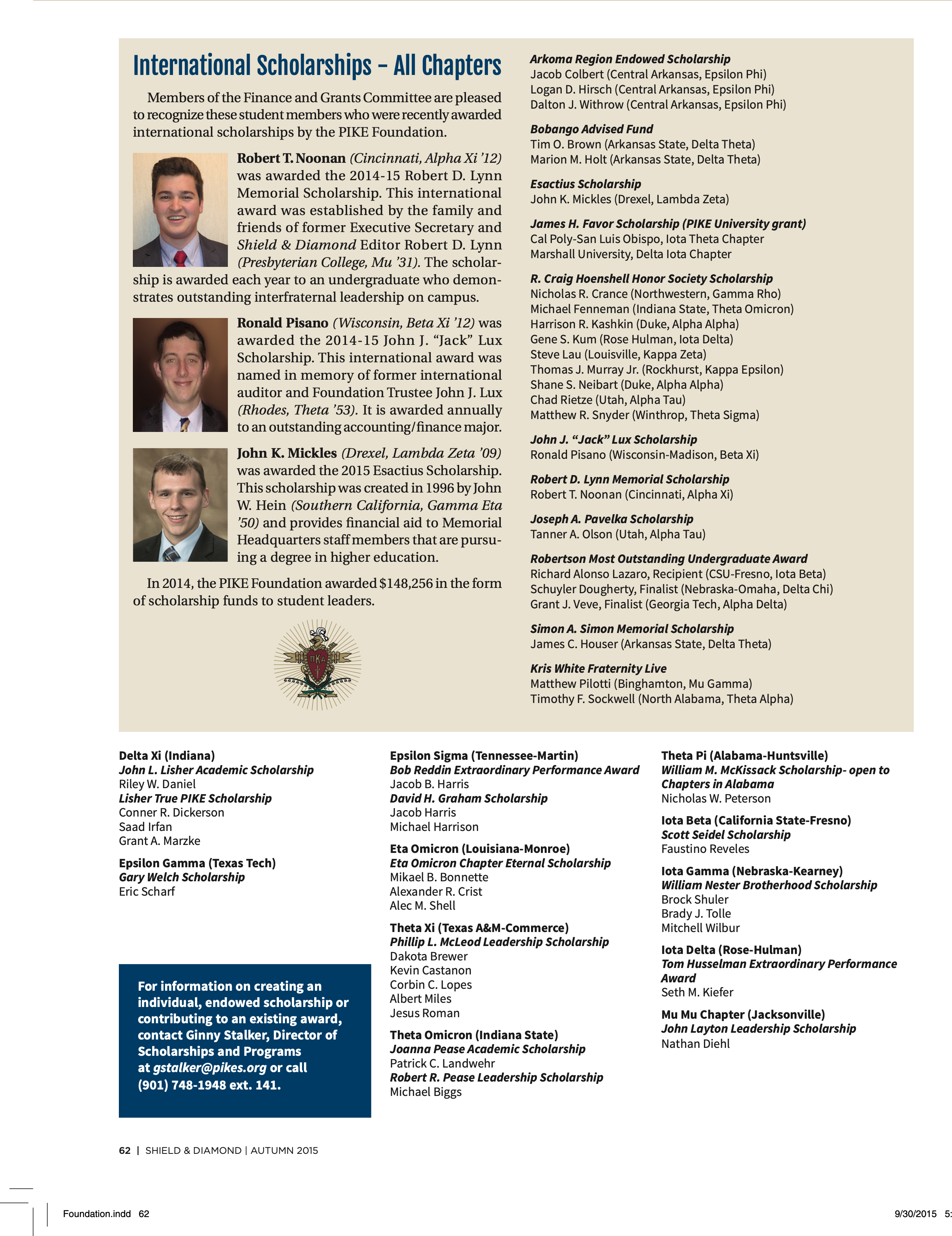 International Scholarships - All Chapters